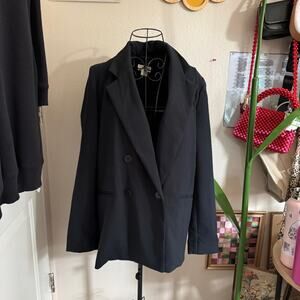 Maeve Anthropologie Double Breasted Blazer Navy 8